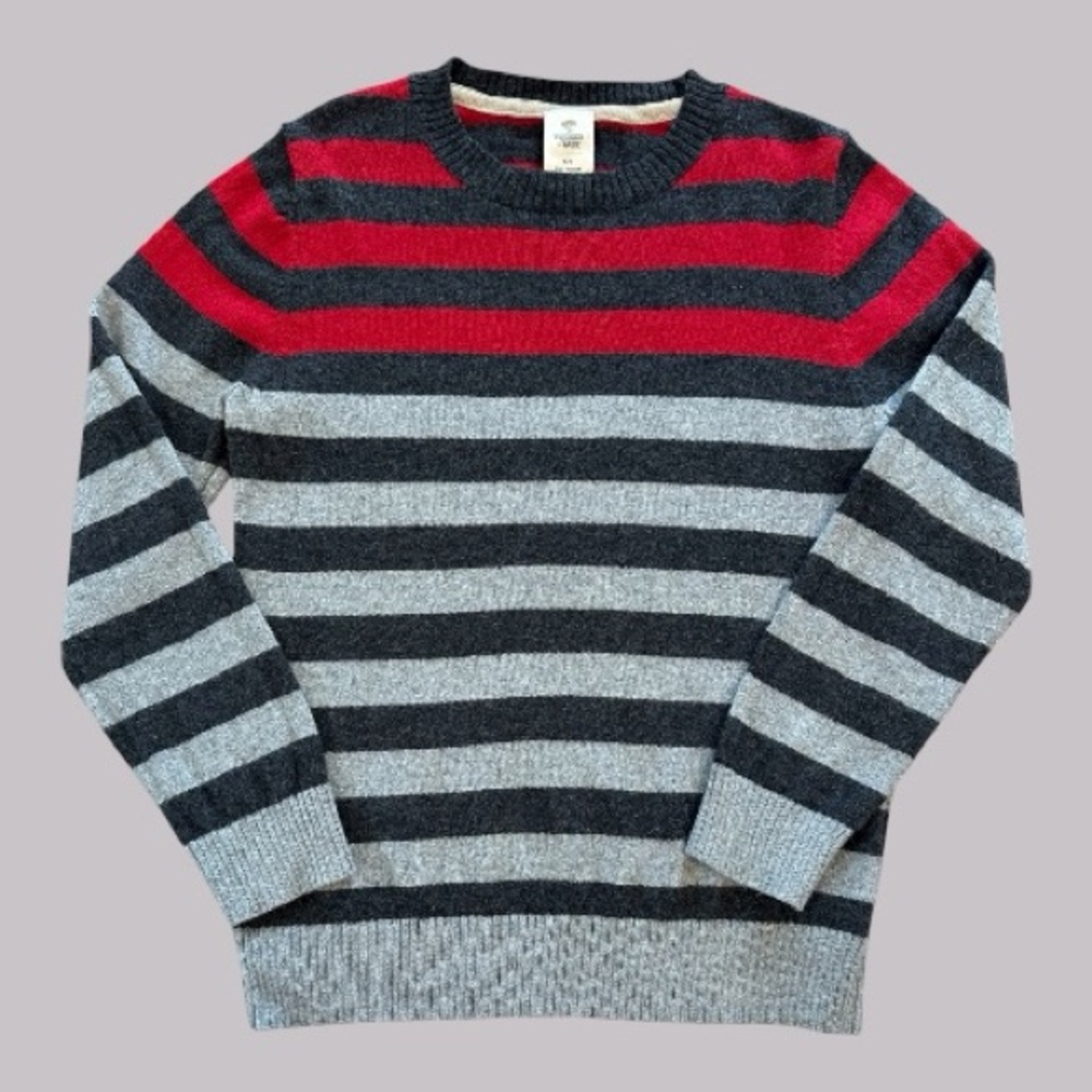 Tucker + Tate Red and Gray Striped Cashmere Blend Crewneck Sweater Size 5/6
